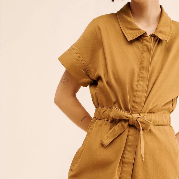 Anthropologie Pants - Anthropologie Tan Short-Sleeve Jumpsuit